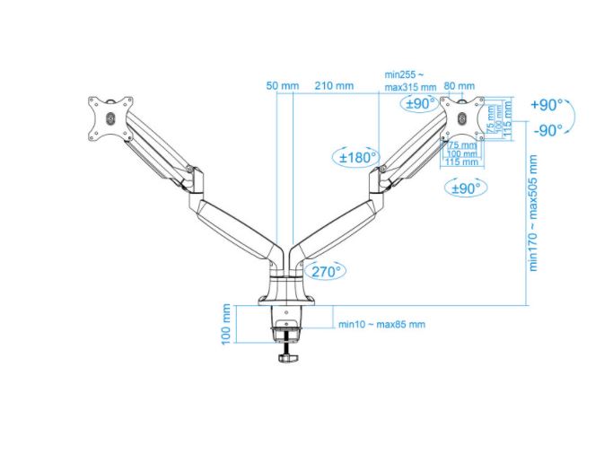 SOPORTE MESA MONITOR 13-32" 2 PANTALLAS MAX 9KG POR BRAZO