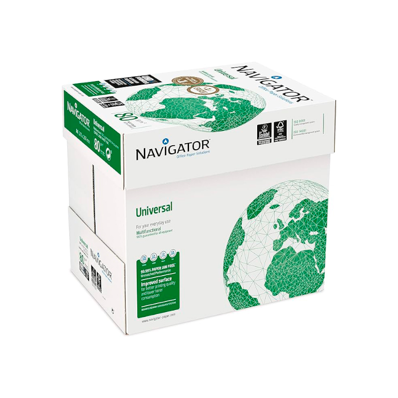 CAJA 5 PAQUETES DE 500 HOJAS DE PAPEL NAVIGATOR A-4 80grs