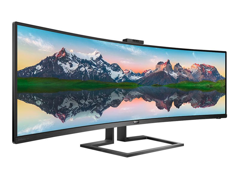 Philips Brilliance P-line 499P9H - Monitor LED  curvado - 49" (48.8" visible) - 5120 x 1440 Dual Quad HD @ 60 Hz - VA - 450 cd/m² - 3000:1 - Display HDR 400 - 5 ms - 2xHDMI, DisplayPort, USB-C - altavoces - negro con textura