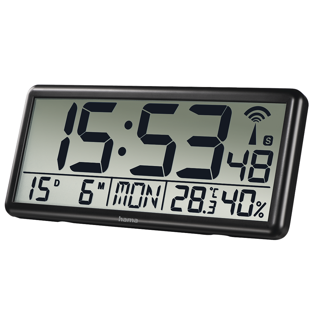 RELOJ DIGITAL DE PARED JUMBO 37,5x22,5x5cm NEGRO HAMA Ref.186352