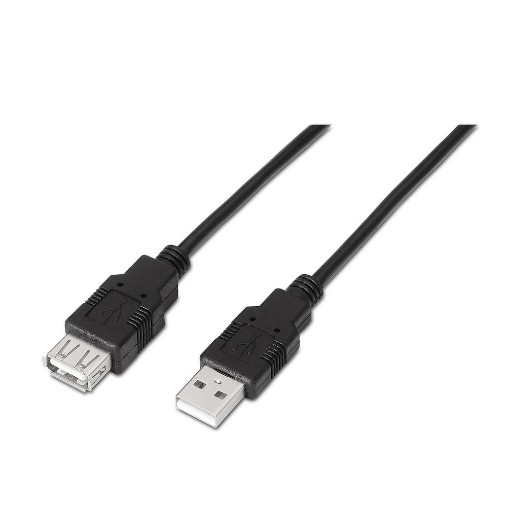 CABLE Extensión prolongación AISENS USB 2.0 TIPO A M-A H NEGRO 1.8M