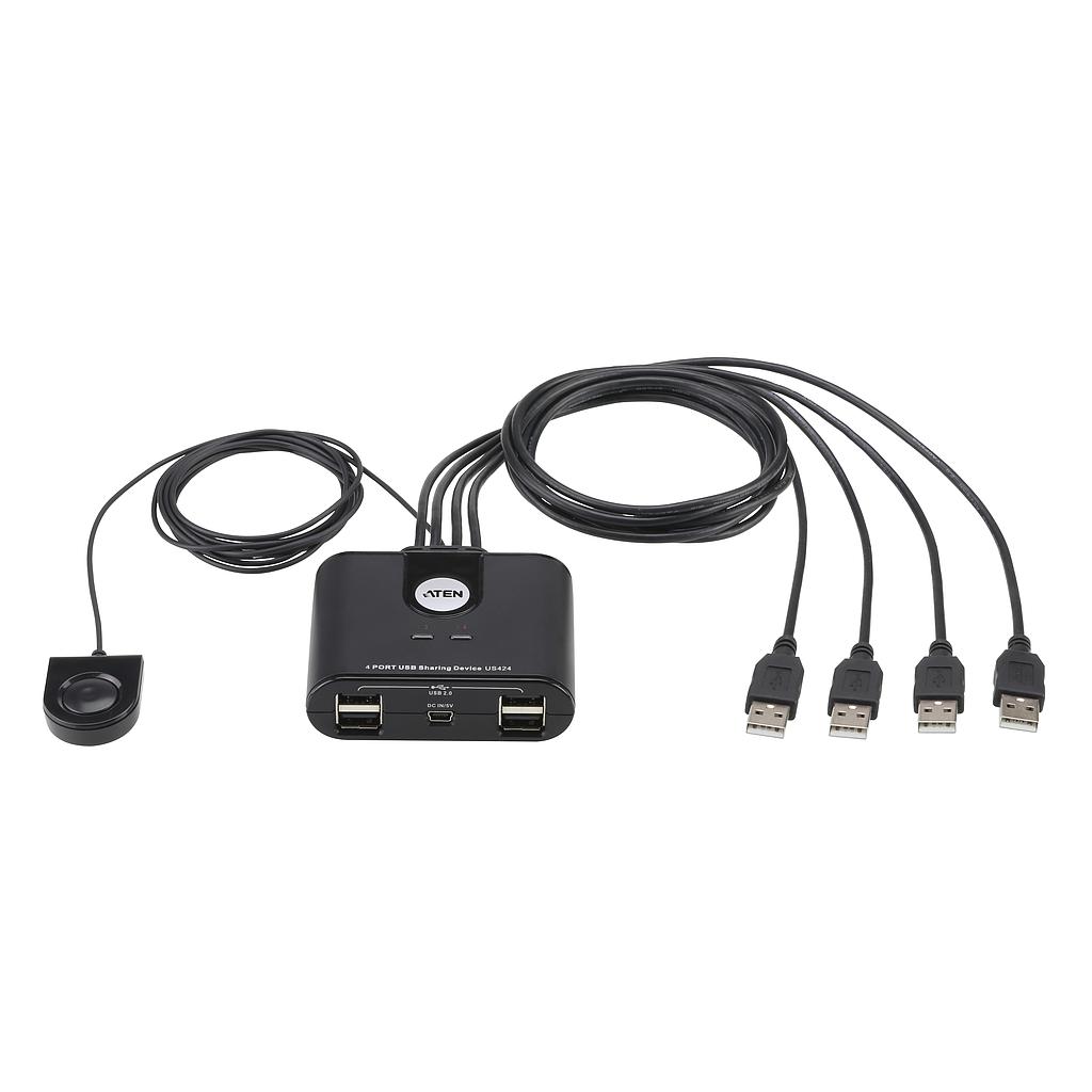 Switch de periféricos USB 2.0 de 4 x 4 puertos Aten