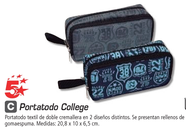 Portatodo College 20,8x10x6,5 cm Doble cremallera 319162-