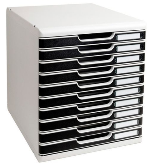 EXACOMPTA MODULO 10 cajones 350X288X320 Negro/gris 302014D-