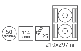 PERGAMY Pack 50 etiquetas blancas CD / DVD S900366-