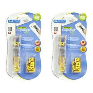 RAPESCO Dispensador de clips traslúcido con 25 clips adicionales, para 40 hojas. 1370-