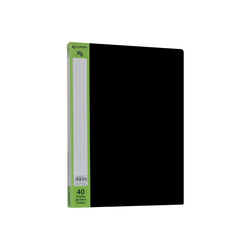 TARIFARIO DE 40 FUNDAS A4 LOMO PERSONALIZABLE NEGRO XS Ref. 98140410