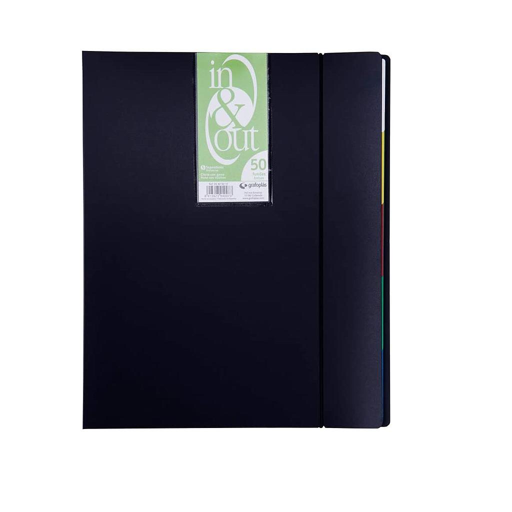 TARIFARIO CON FUNDAS EXTRAIBLES, TAMAÑO A4, COLOR NEGRO, 50 FUNDAS Ref. 39405010