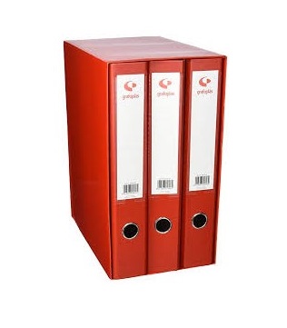 MODULO DE 3 ARCHIVADORES FOLIO 2A40 DE DOS ANILLAS DE 40mm ROJO GRAFOPLAS Ref. 07284351