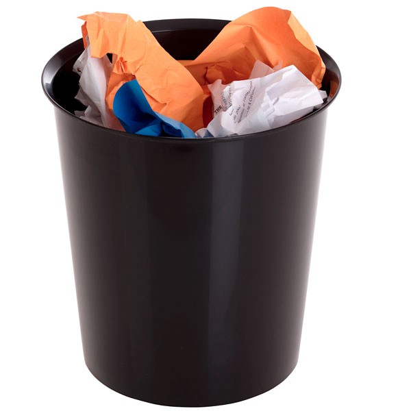 PAPELERA PLASTICA 18 LITROS 31 (h) x 29 (Ø)cm NEGRO Ref. 2001 NE