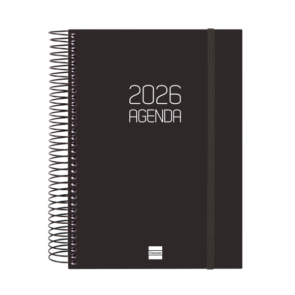 AGENDA CON ESPIRAL A5 CUARTO OPAQUE E10 D/PAG DIA PAGINA NEGRO Ref. 7429160xx