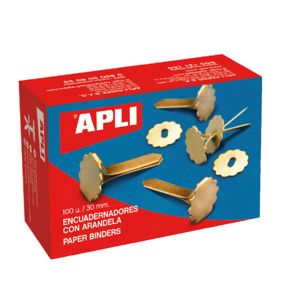 CAJA DE 100 ENCUADERNADORES METALICOS SIN ARANDELA 17mm APLI Ref. 12284