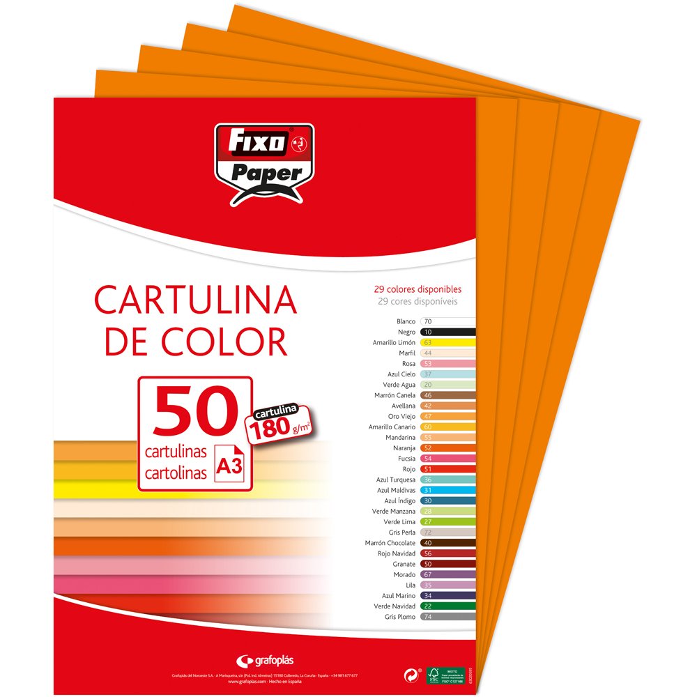 CARTULINA A3 180gr NARANJA FIXO Ref. 11120352