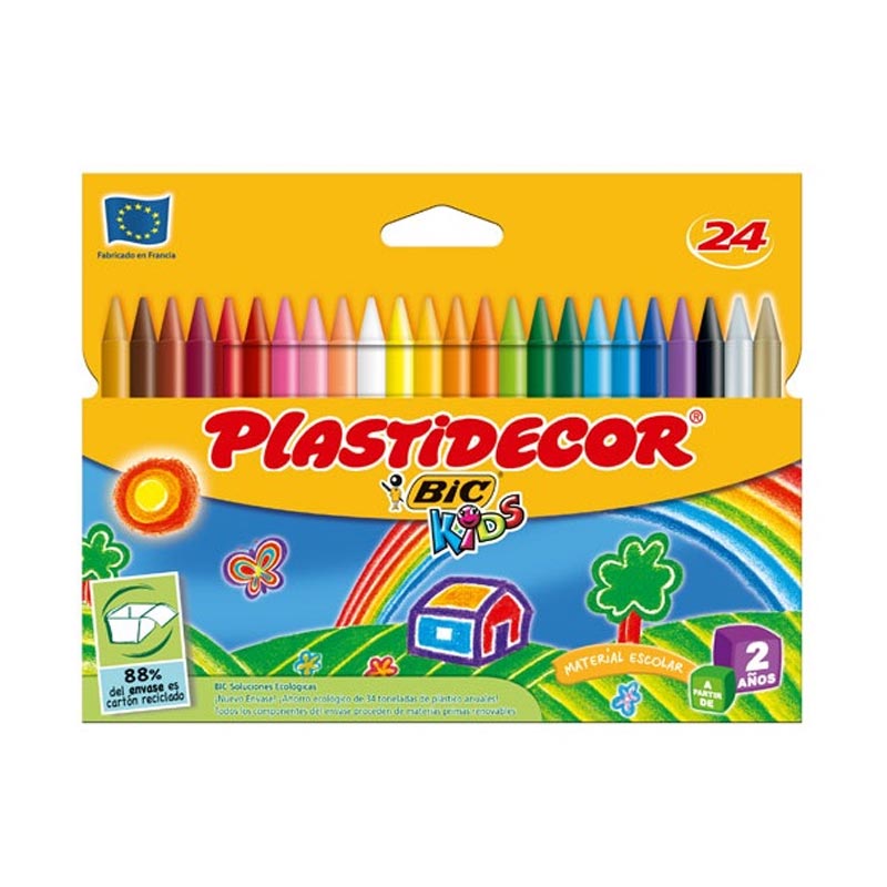 CAJA 24 CERAS PLASTIDECOR COLORES SURTIDOS Ref. 9203013