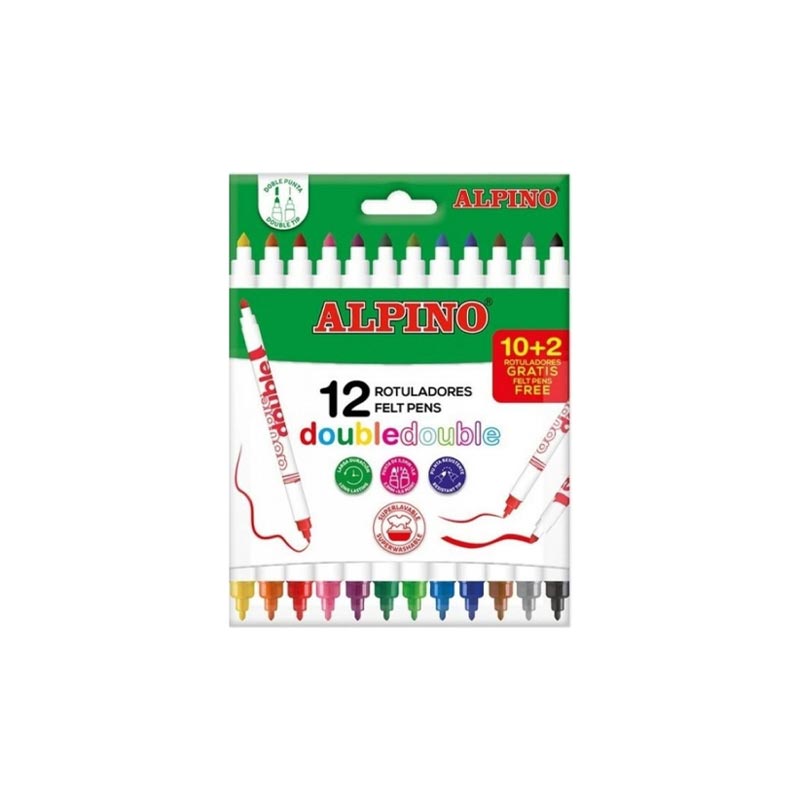 CAJA 12 ROTULADORES COLORES SURTIDOS DOBLE PUNTA ALPINO R.AR002013