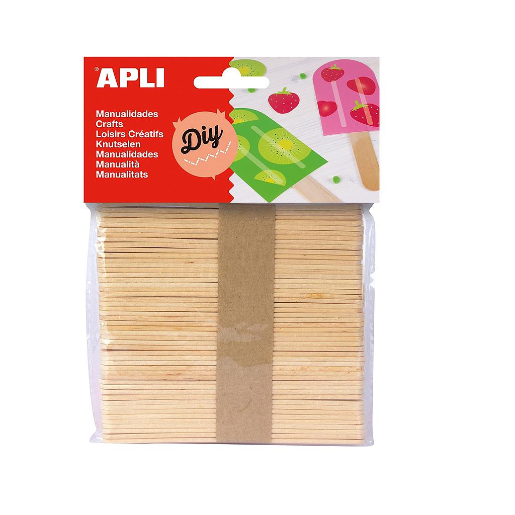 PACK 50 PALOS MADERA FINO 114x10mm APLI Ref. 13063