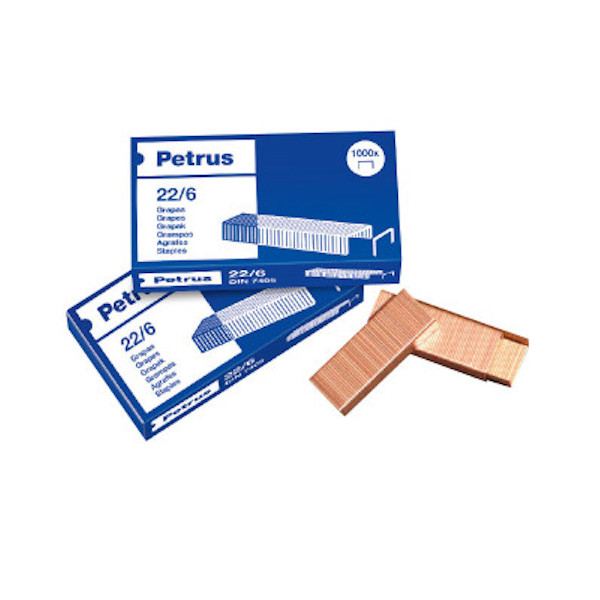 PETRUS CAJA DE 1.000 GRAPAS COBREADAS 22/6 Ref. 55721