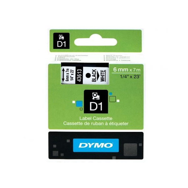 CINTA DYMO D1 6MMX7M BCO/NEGRO Ref. 43613 / S0720780