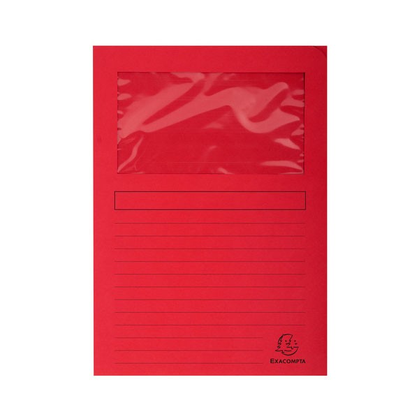 PACK 25 SUBCARPETAS CON VENTANA EXACOMPTA 120GR 22X31cm COLOR ROJO Ref. 50255E