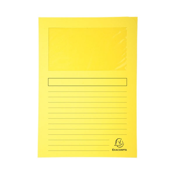 PACK 25 SUBCARPETAS CON VENTANA EXACOMPTA 120GR 22X31cm COLOR AMARILLO Ref. 50259E
