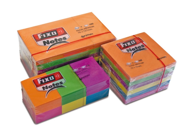 PACK de 12 TACOS NOTAS ADHES. FIXO NOTES 38x51mm COLORES NEON Ref. 65005380