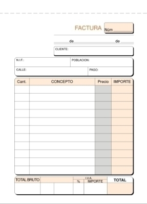 TALONARIO FACTURAS TAMAÑO 8º (OCTAVO) NATURAL 2HE (ORIGINAL Y COPIA) LOAN Ref. T-68