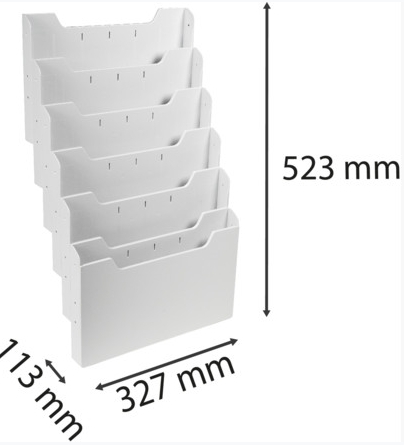 PORTAFOLLETOS DE PARED/MURAL A4 HORIZONTAL (6) PRESENTATION - GRIS CLARO Exacompta 32,5 (a) x 13 (p) x 53 (h) cm Ref. 63240D