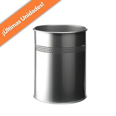 S963576 Papelera DURABLE Borde perforado 30 mm plata 15 L metal 315mm (h) x 260mm (Ø) Ref. 330023-