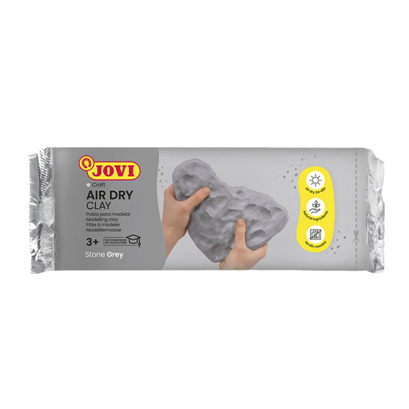 JOVI AIR DRY CLAY PASTILLA DE PASTA PARA MODELAR 500GR GRIS R.85G