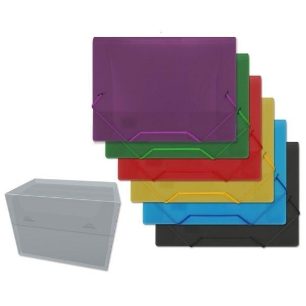 CARPETA PP PLASTICO TRANSPARENTE CUARTO A5 CON GOMAS Y SOLAPAS COLORES SURTIDOS Ref. 310987